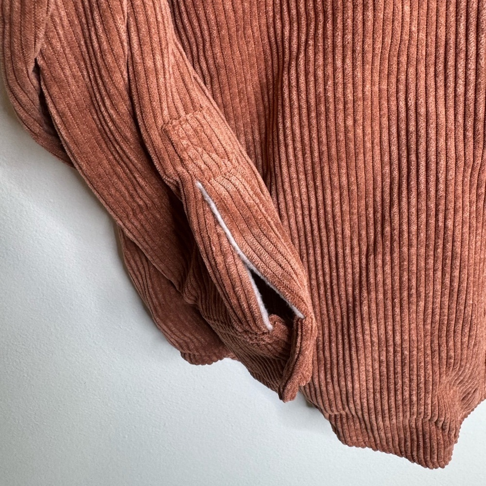 Love Tree | Reversible Corduroy Button-Up Jacket - Dark Orange, and Pink Plaid - Picture 3 of 14